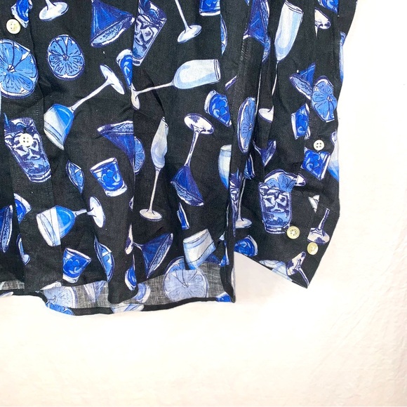 Michael’s 100% Linen Men’s Long Sleeve Shirt with Cocktail glasses. NWT. - Picture 7 of 16